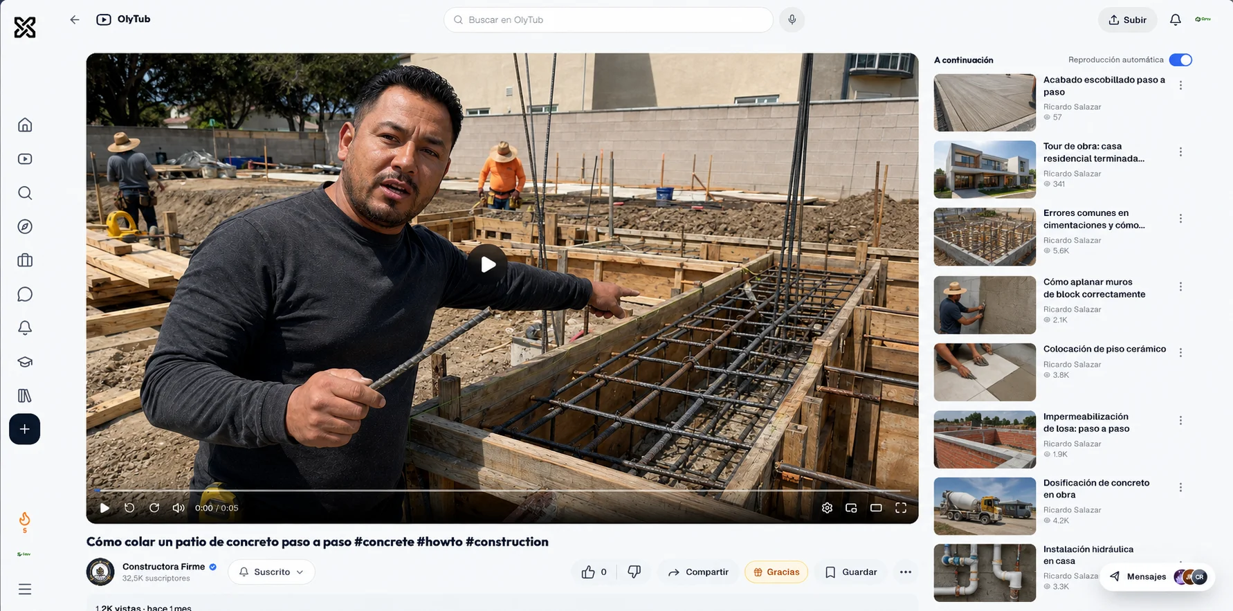 OlyTub playing a concrete-pour lesson