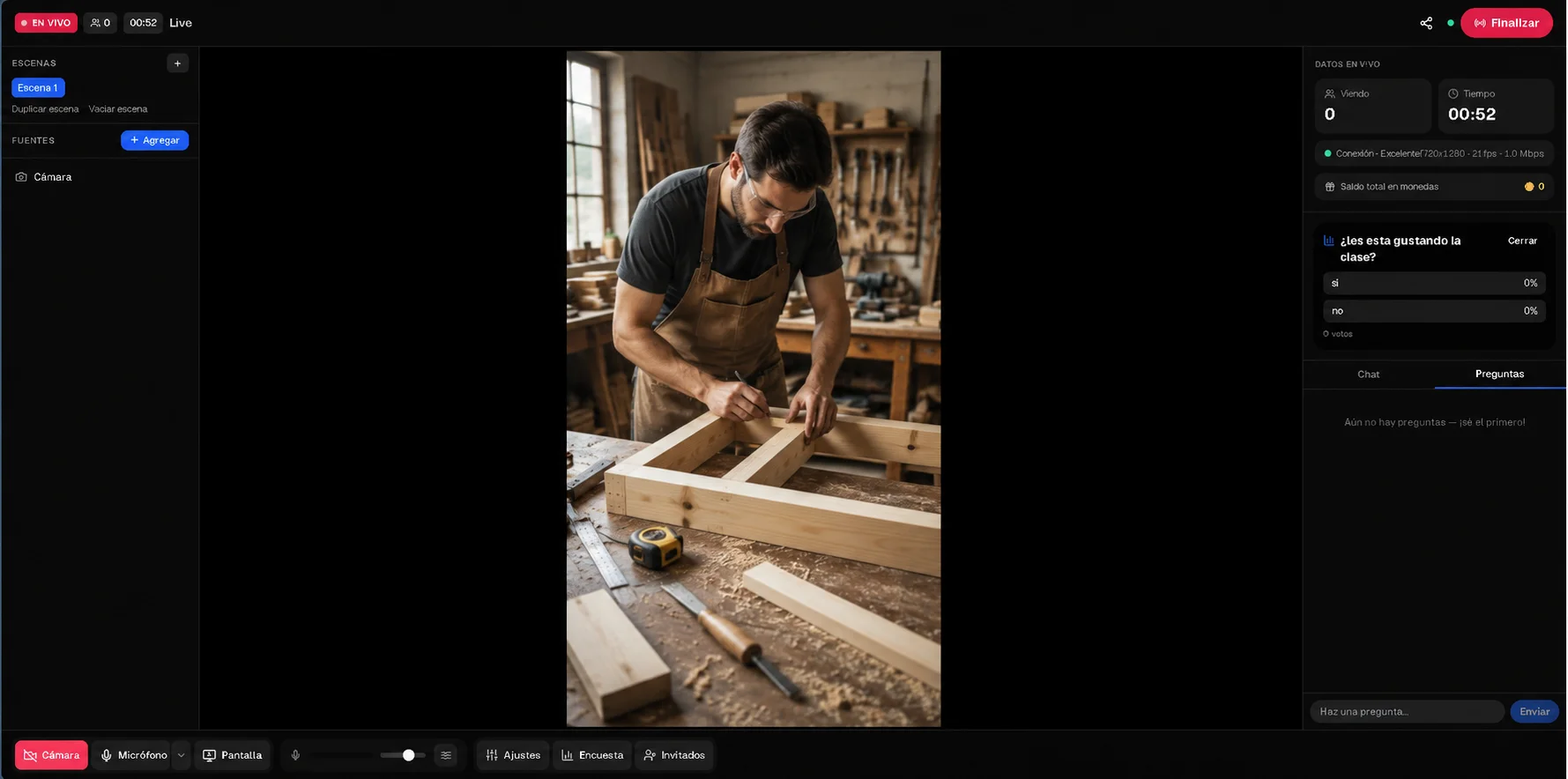The LIVE studio: a live carpentry class with a poll and questions